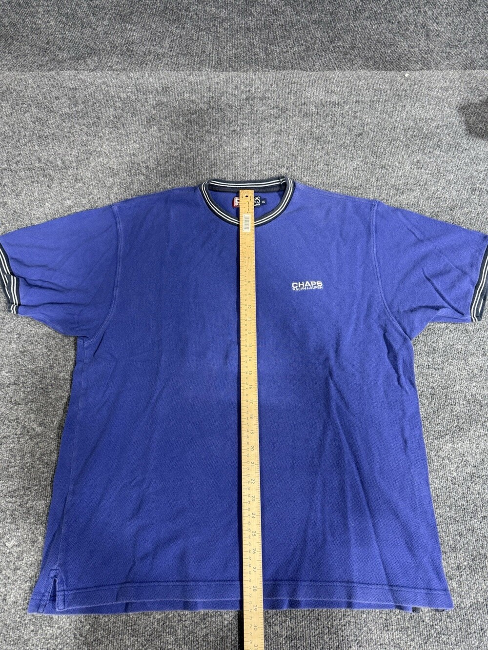 Chaps Ralph Lauren T Shirt Mens XL Blue Pique Crew Neck Cotton Short Sleeve - Picture 5 of 10